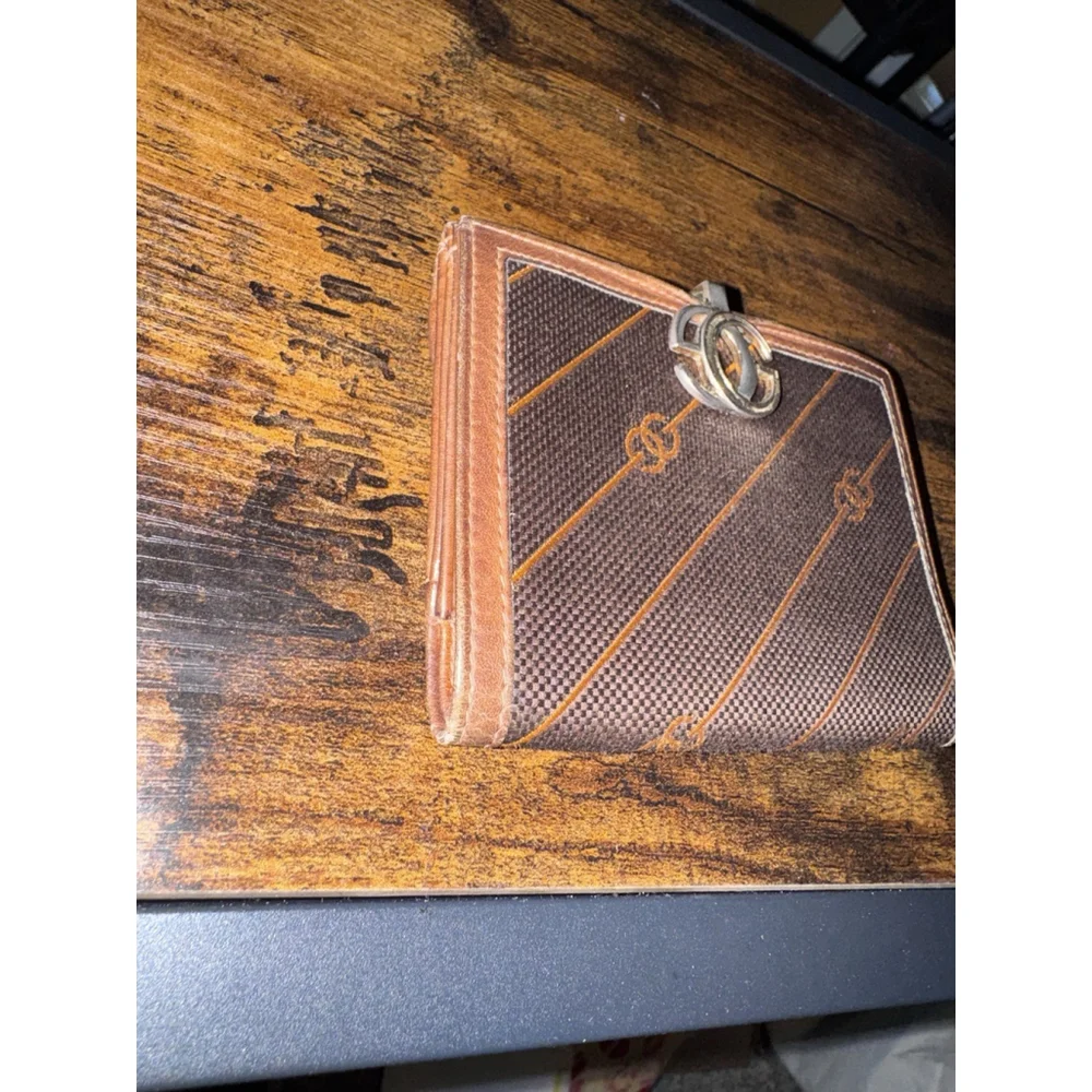 Gucci Diagonal Striped Canvas Leather Trim Bifold Wallet 70’s Early 80’s - Picture 5 of 11